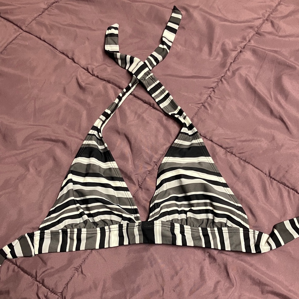 Black and Grey stripes bikini top